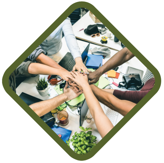 hands in a teamwork pile